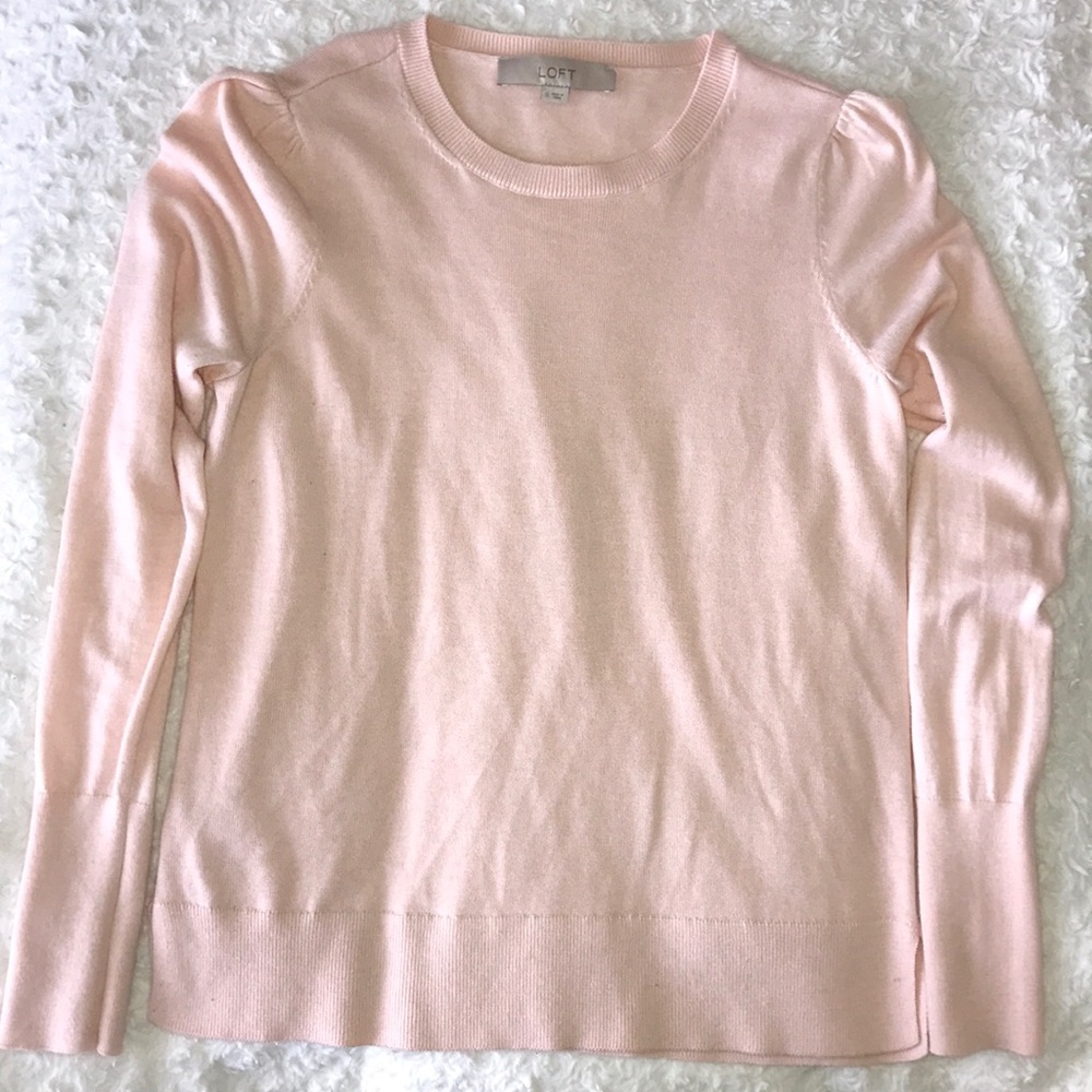Loft Puff Sleeve Blush Sweater